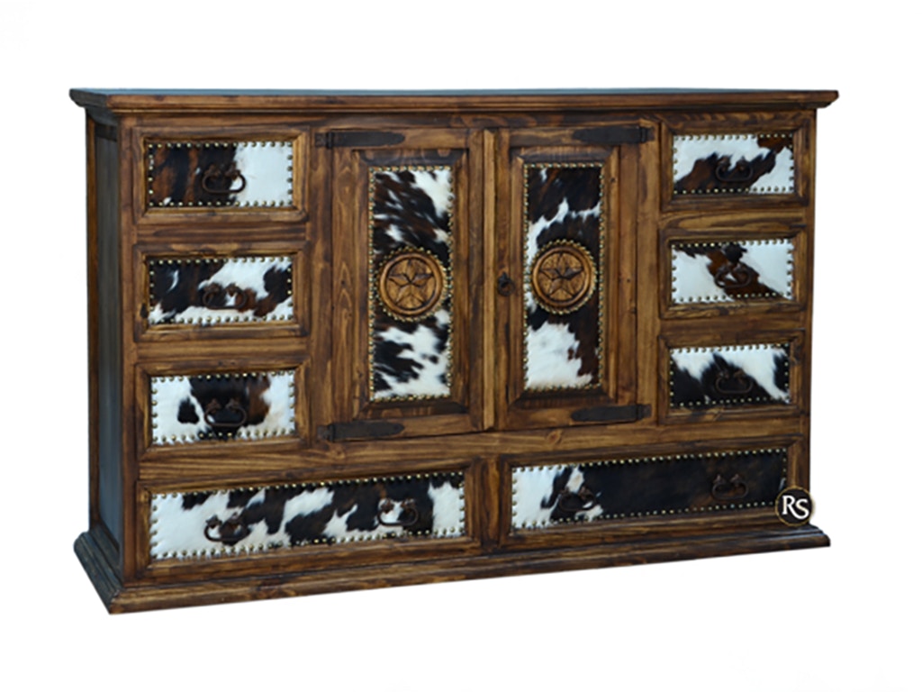 Rusticos Sierra Bedroom HOUSTON DRESSER / 2 STARS / COWHIDE LT COM15